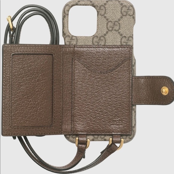 GUCCI UNISEX IPHONE 12 PRO MAX OPHIDIA WALLET CASE ON A LEATHER STRAP - Picture 15 of 16